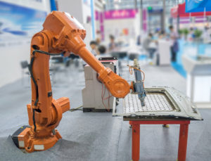 robotic hand machine tool at industrial manufacture factory
