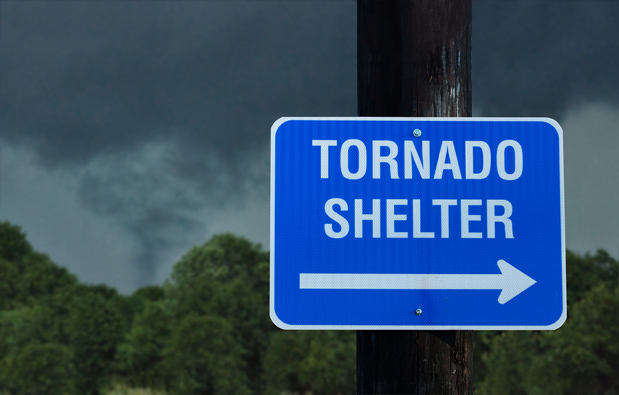 Tornado shelter sign